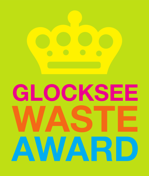 Goldene Königskrone und Schrift Glocksee Waste Award